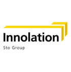 Logo der innolation styropor group mit dem Wort "innolation" in schwarzer Schrift und "styropor group" in kleineren Buchstaben, alles vor einem weißen Hintergrund, eingerahmt von einem gelben und grauen