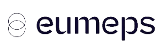 Logo von eumeps, mit dem Wort „eumeps“ in dunkelblauen Kleinbuchstaben und einem stilisierten Kreisdesign aus Styropor daneben, alles auf hellem Hintergrund.